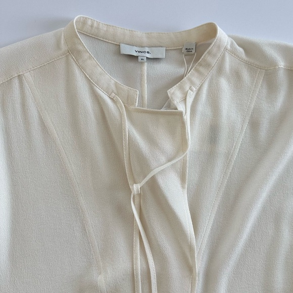 Vince Tie Neck Sleeveless 100% Silk Blouse in Off-White | XL | NWT - Picture 11 of 16